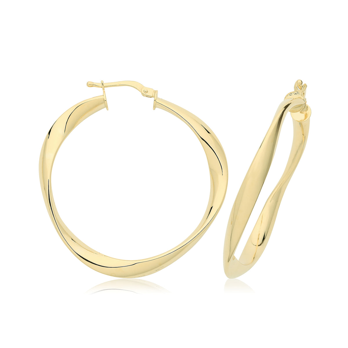 9ct Yel Gentle Twist Hoops - ER1205 - 25 mm