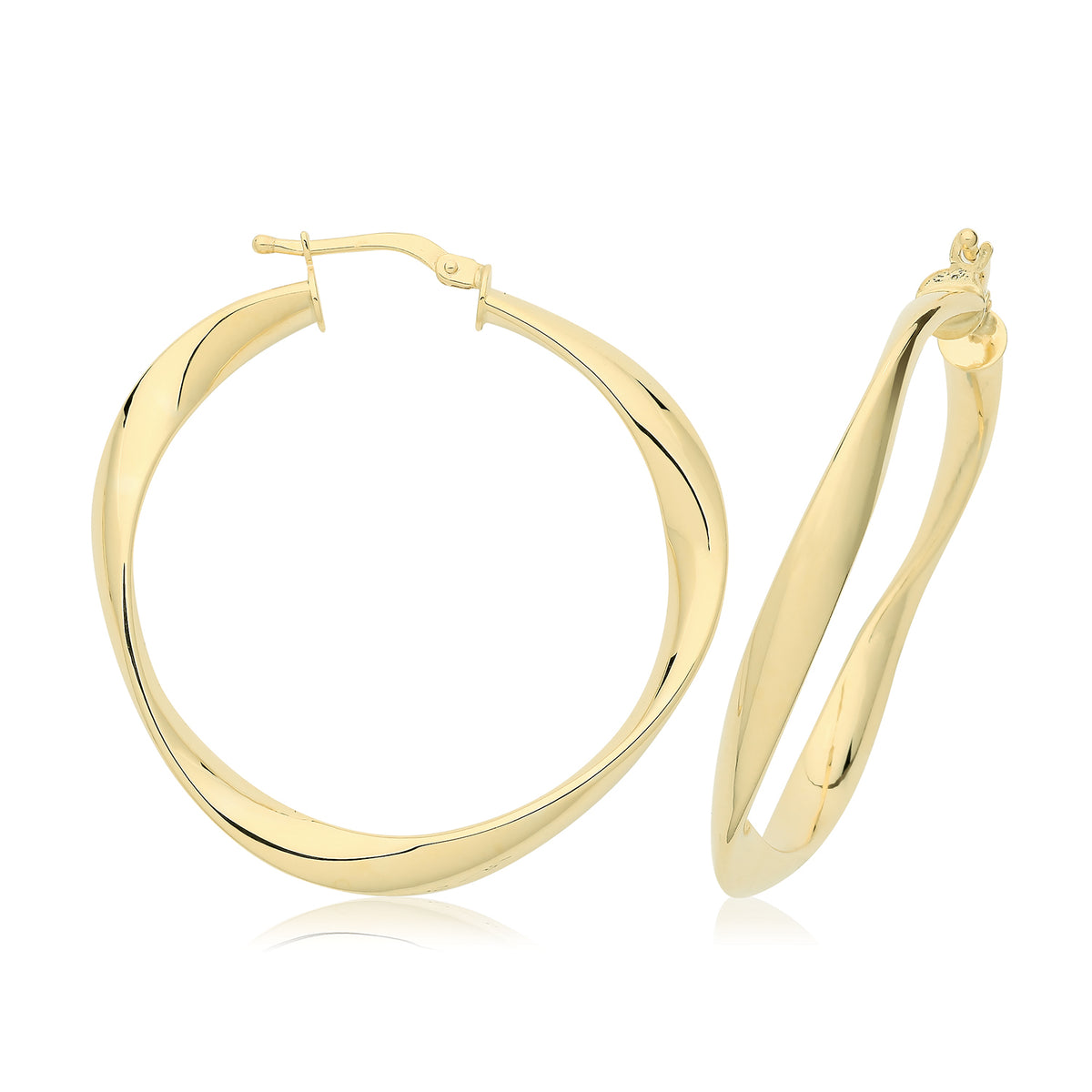 9ct Yel Gentle Twist Hoops - ER1205 - 30 mm
