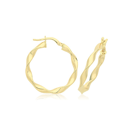 9ct Gold Twist Hoops - ER1211