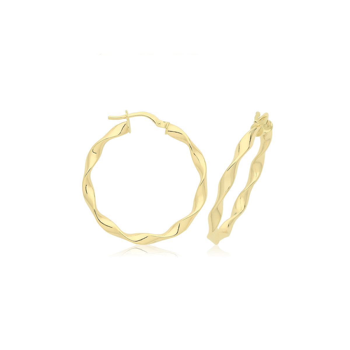 9ct Gold Twist Hoops - ER1211 - 30 mm
