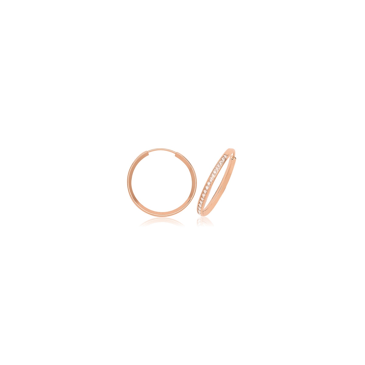 9ct Gold Thin CZ Hoops - ER1212R - 20 mm
