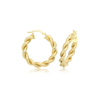 9ct Gold Plaited Hoops - ER1216 - 20 mm