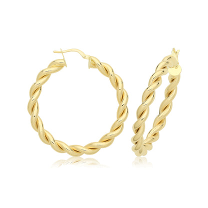 9ct Gold Plaited Hoops - ER1216 - 30 mm