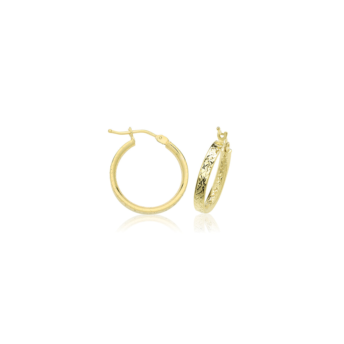 9ct Gold Diamond Cut Hoops Earrings - ER1221 - 15 mm