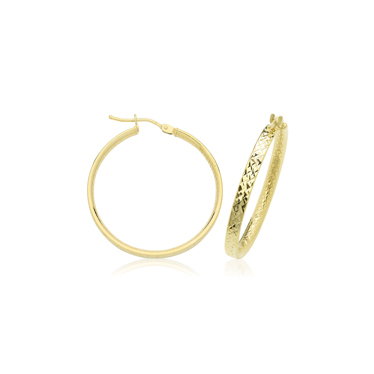 9ct Gold Diamond Cut Hoops Earrings - ER1221 - 25 mm