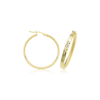 9ct Gold Diamond Cut Hoops Earrings - ER1221 - 25 mm