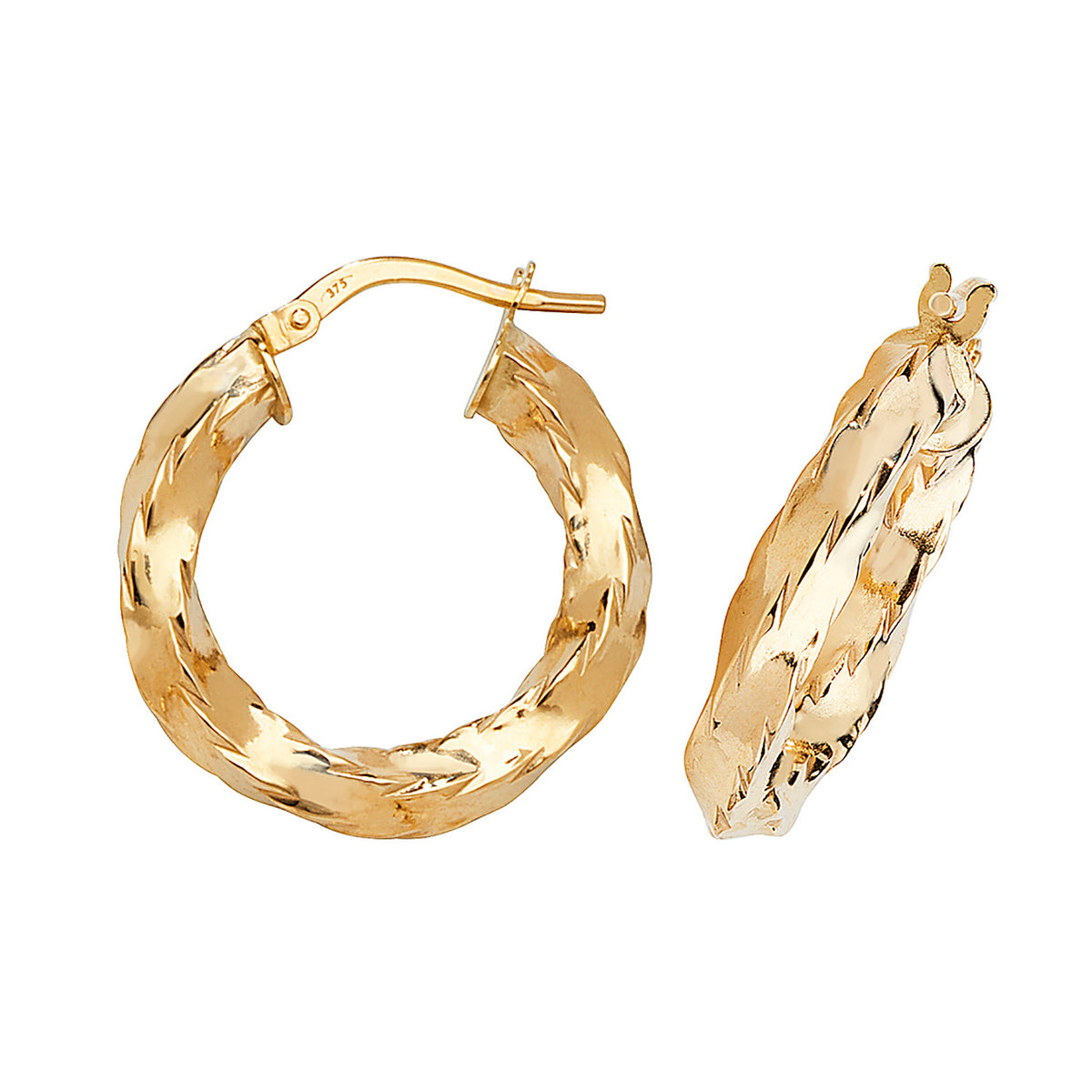 9ct Gold Twisted Hoops - ER132 - Default Title