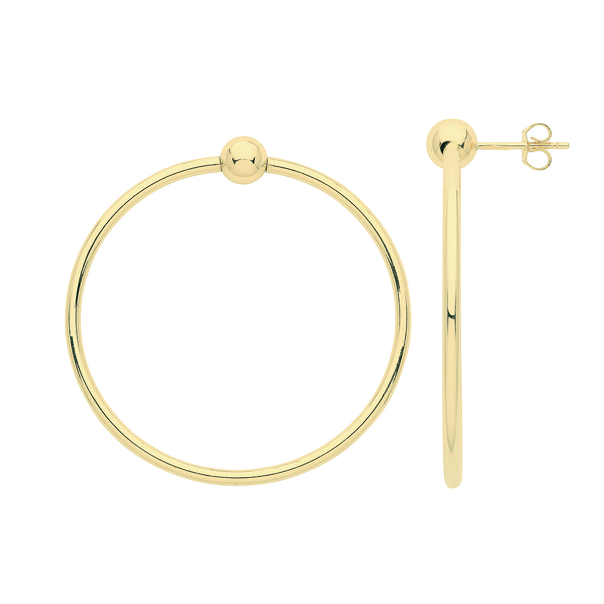 9ct Gold Tube Hoops Drops - ER945 - 40 mm