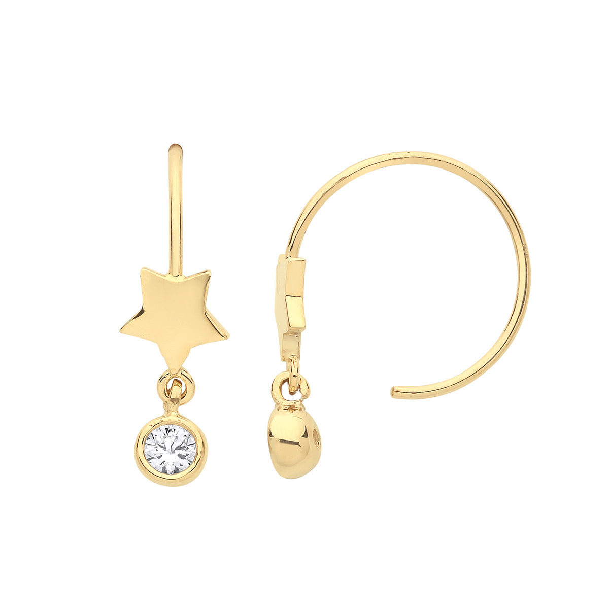9ct Gold CZ Star Wind On Drops - ES1625