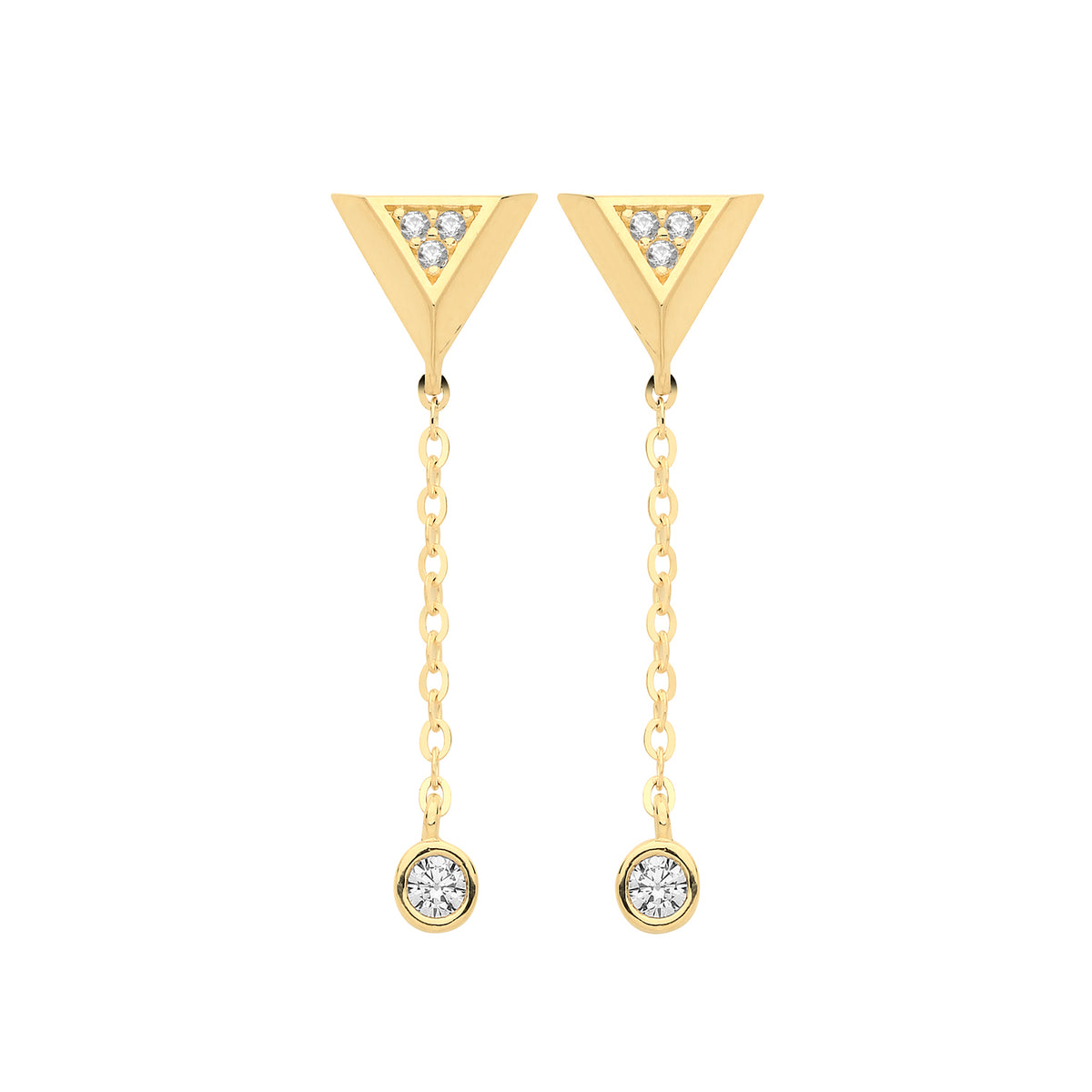 9ct Gold CZ Triangle Drops - ES1636