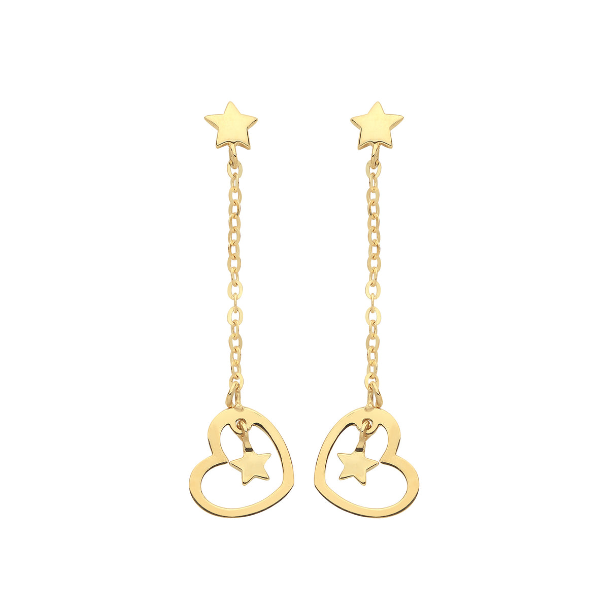 9ct Gold Heart And Star Chain Drops - ES1645