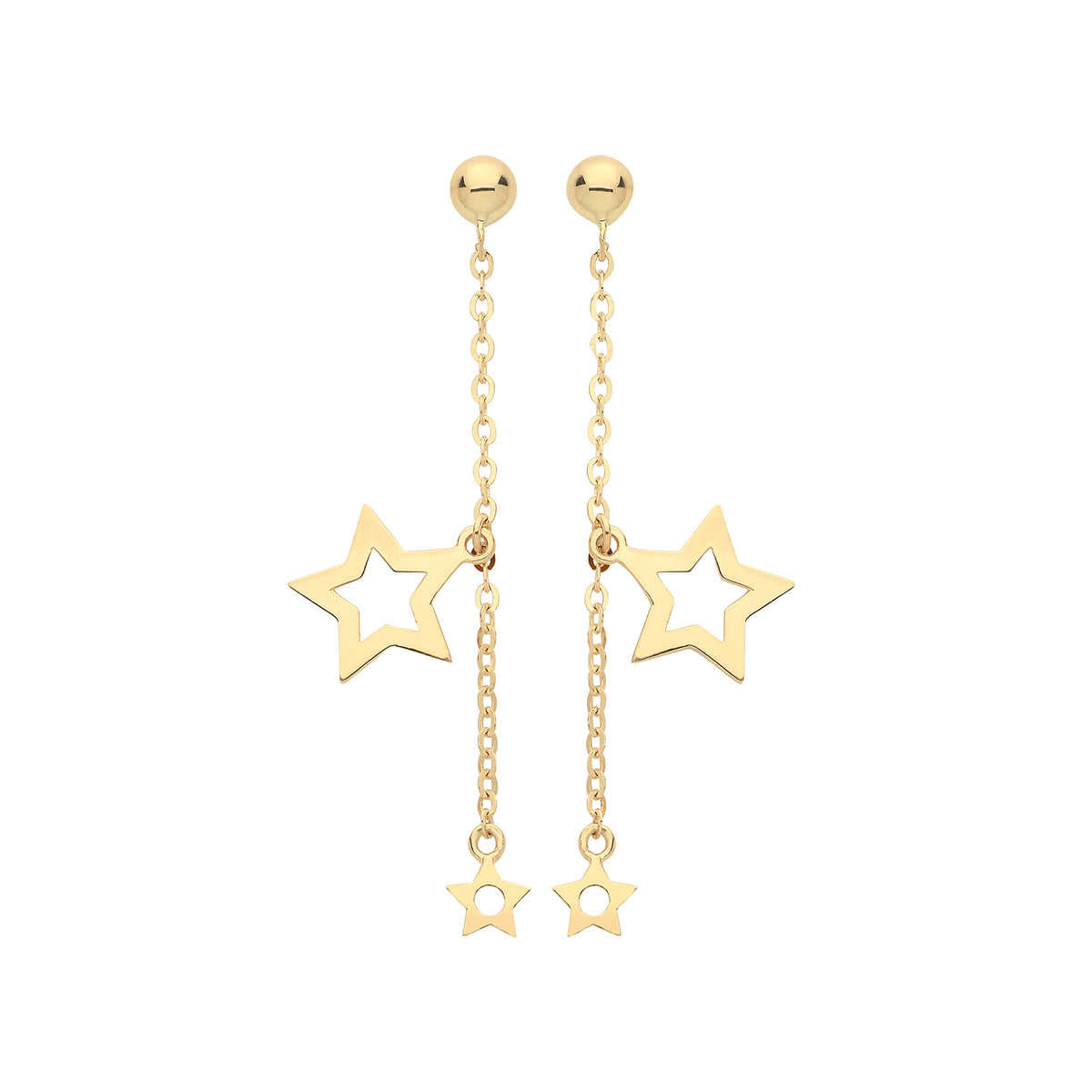 9ct Gold Double Star Chain Drops - ES1650