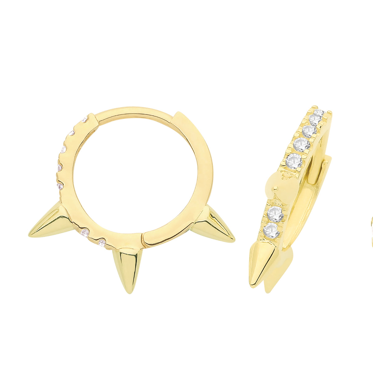 9ct Gold CZ Spike Hinged Earrings - ES1673
