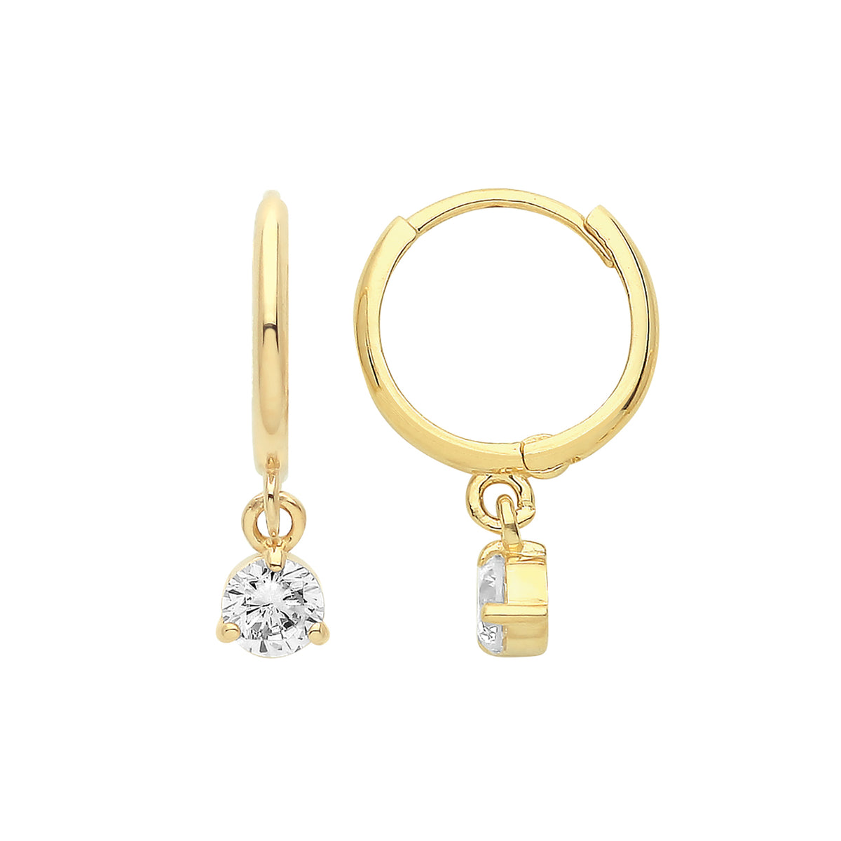 9ct Gold CZ Drop Hinged Earrings - ES1675