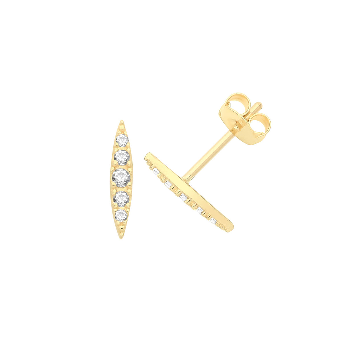 9ct Gold CZ Bar Stud - ES1692
