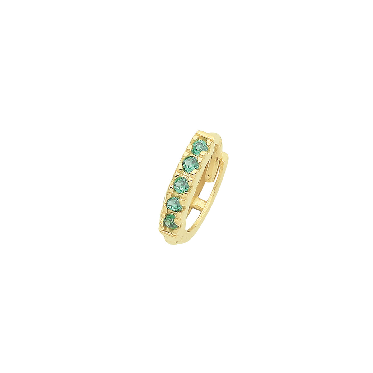 9ct Gold Emerald Green CZ Single Cartilage Huggies - ES1995E