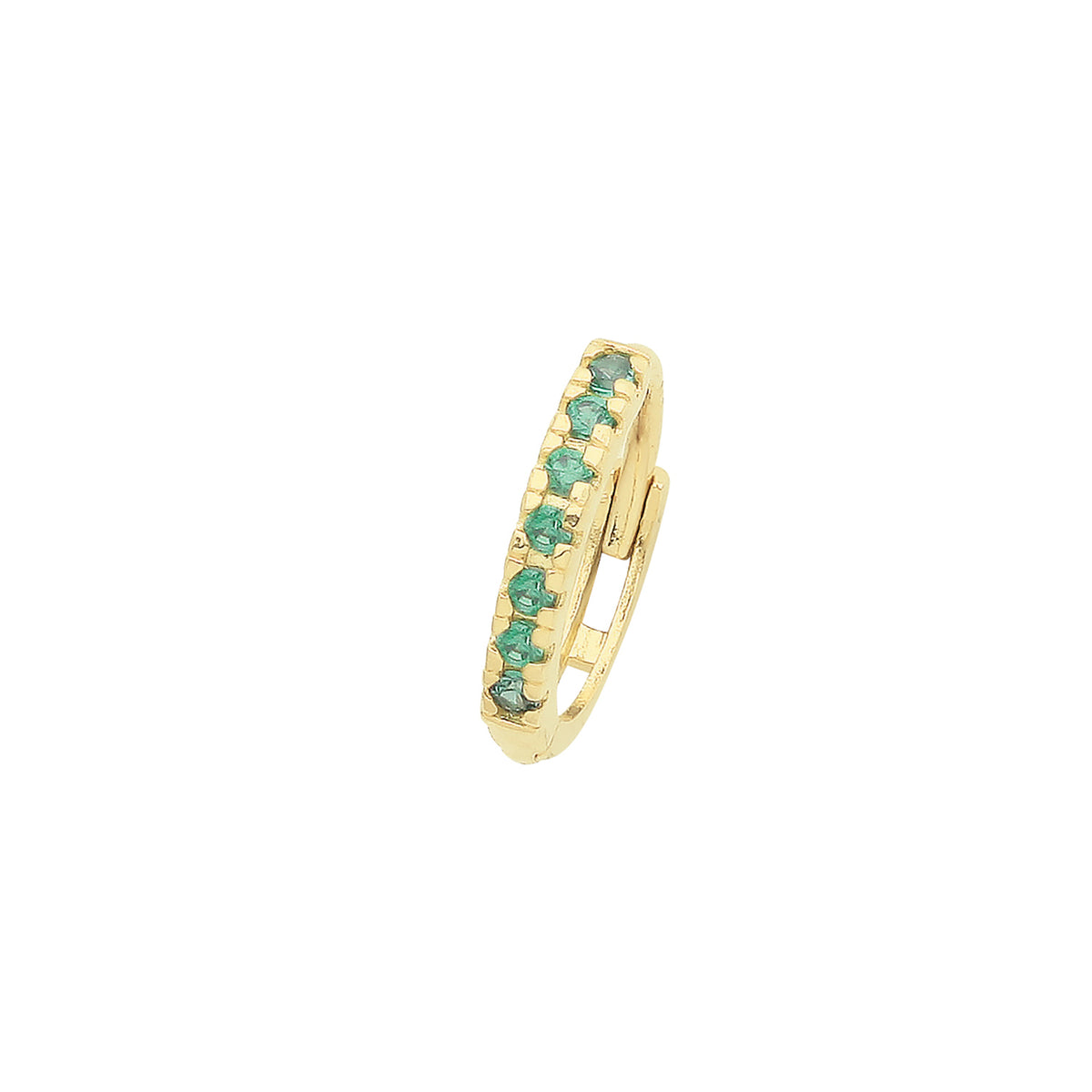 9ct Gold Emerald Green CZ Single Cartilage Huggies - ES1996E