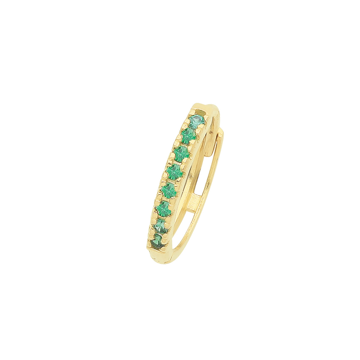 9ct Gold Emerald Green CZ Single Cartilage Huggies - ES1997E