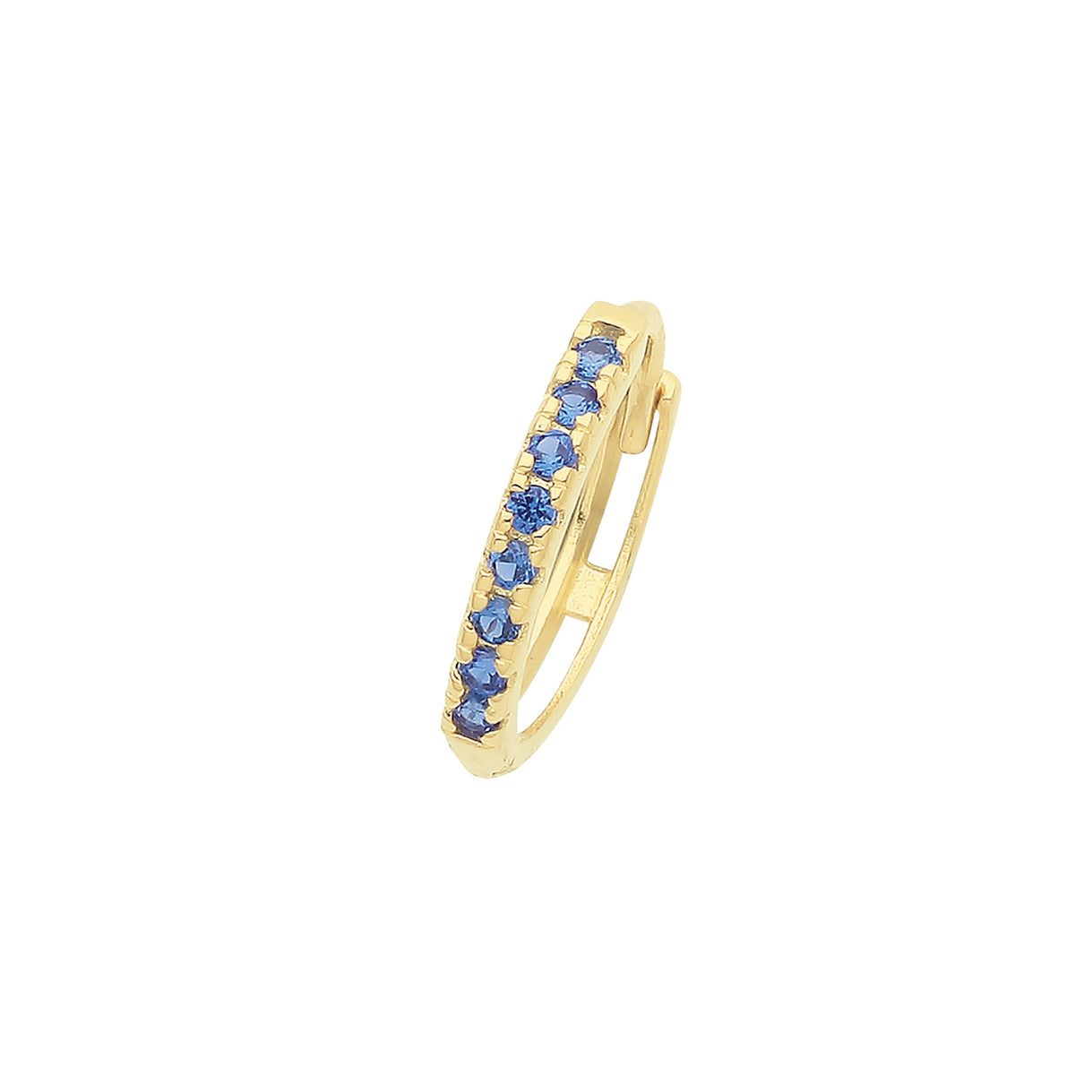 9ct Gold Sapphire Blue CZ Single Cartilage Huggies - ES1997S