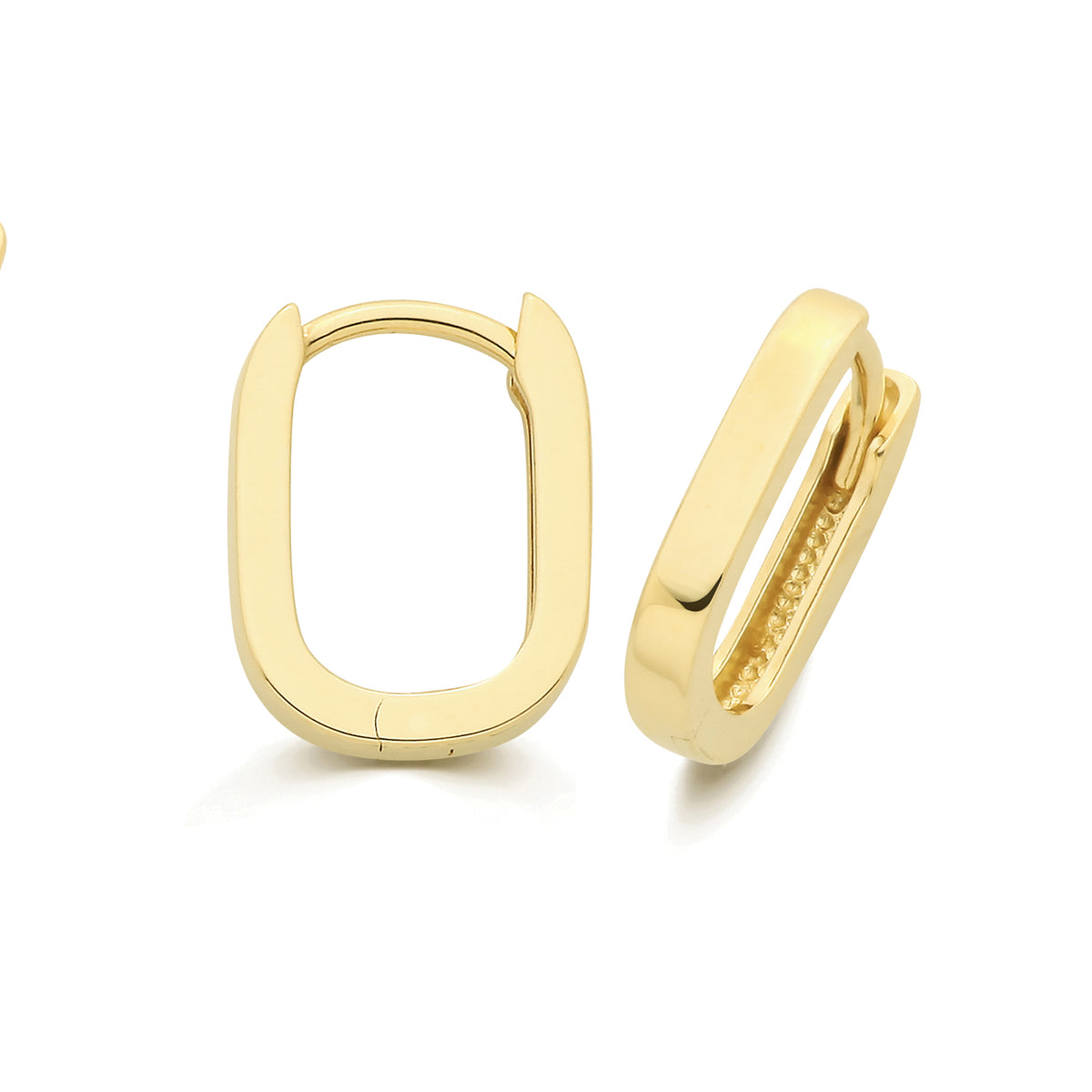 9ct Yellow Gold U Shape Sq Sec Clickers Earrings - ES2009