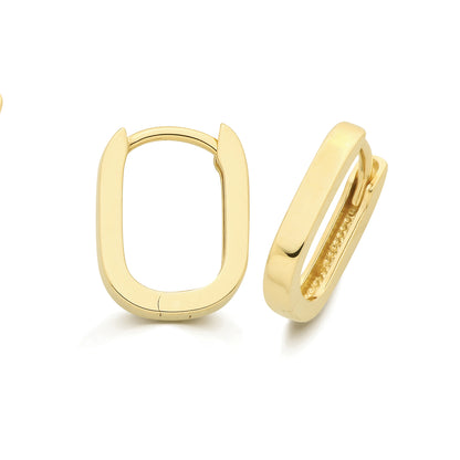 9ct Yellow Gold U Shape Sq Sec Clickers Earrings - ES2009