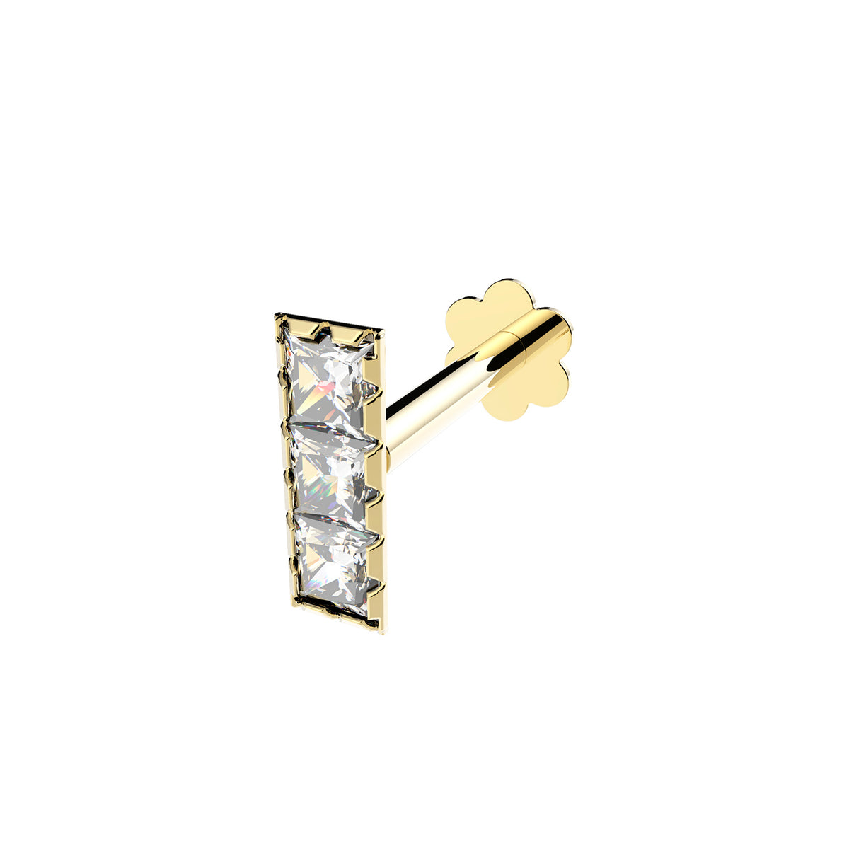 9ct Gold CZ Bar Cartilage Labret - ES2037