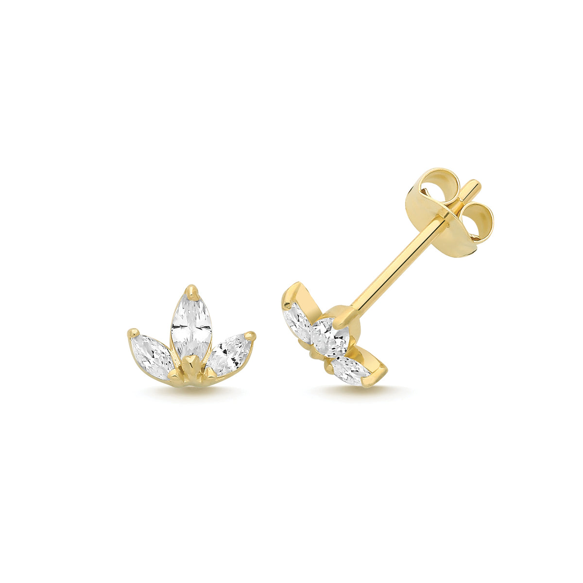 9ct Yellow Gold CZ Lotus Studs - ES2061