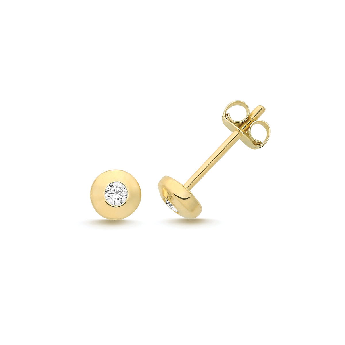 9ct Yellow Gold CZ Round Studs - ES2064
