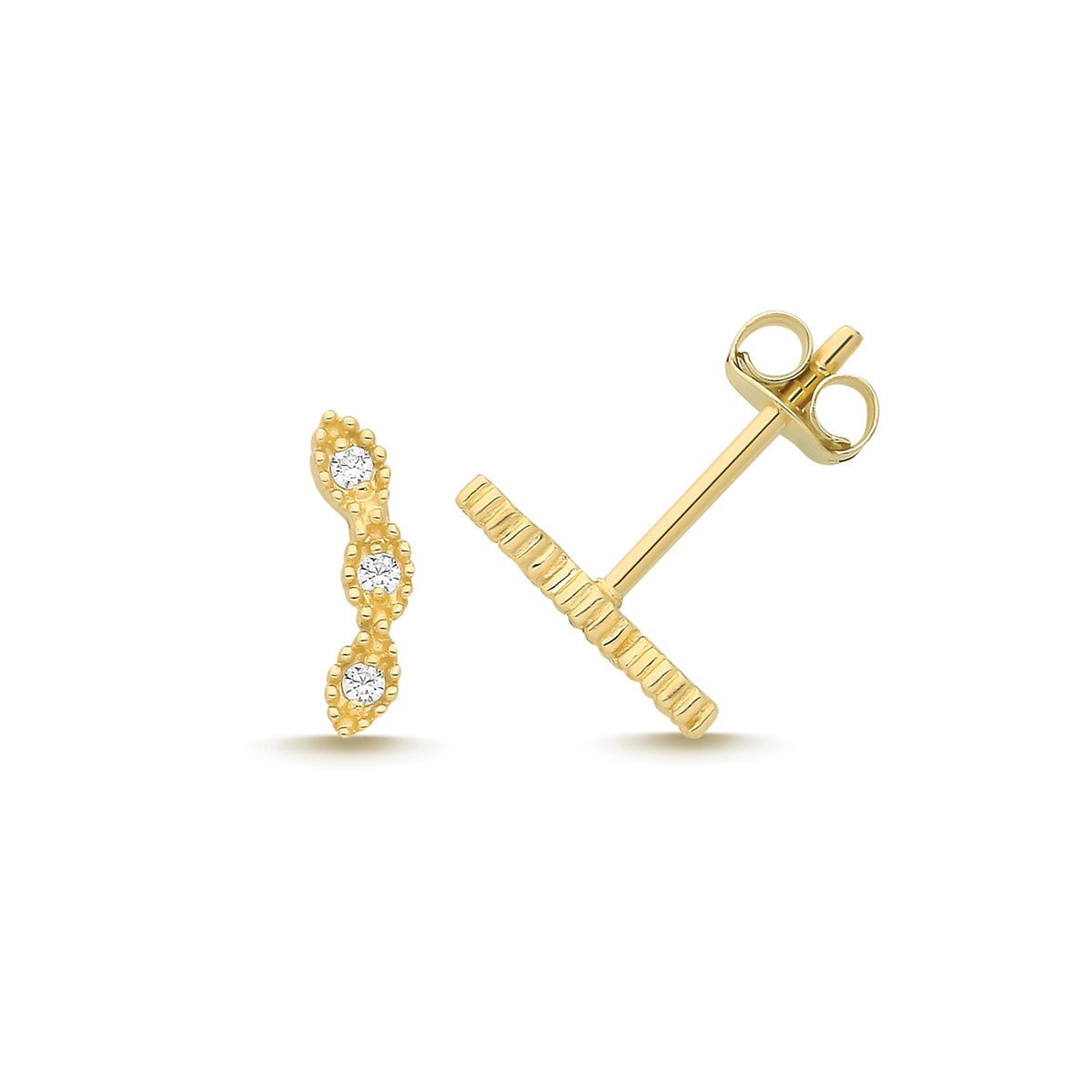 9ct Yellow Gold CZ Climbing Studs - ES2073