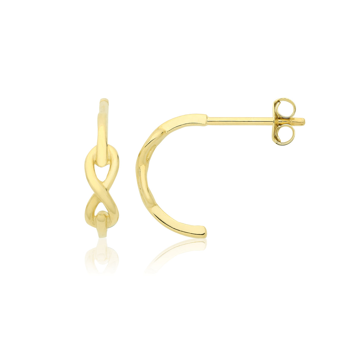 9ct Yellow Gold Infinity Half-Hoop Earrings - ES2083