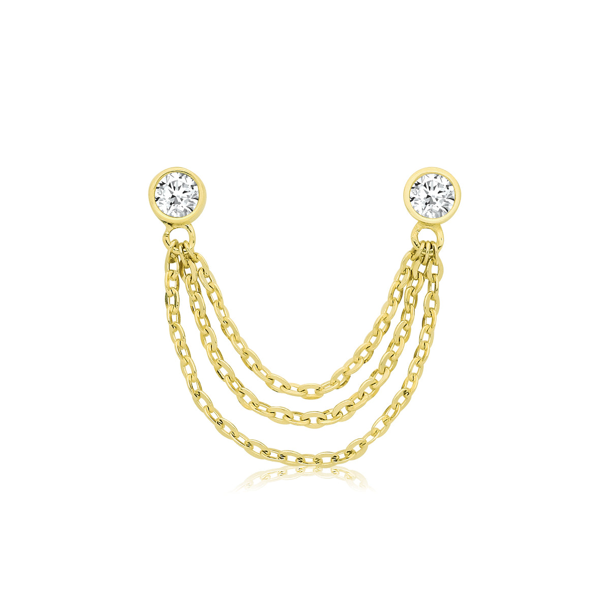 9ct Yellow Gold CZ Multi-Chain Single Earring - ES2085