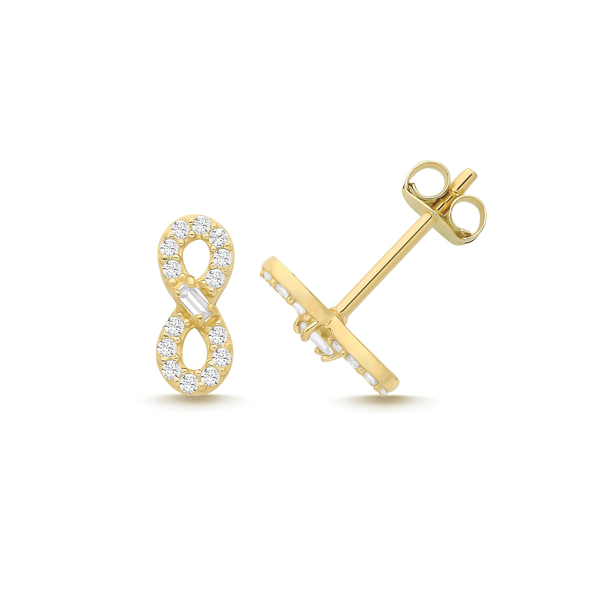 9ct Yellow Gold CZ Infinity Studs - ES2089