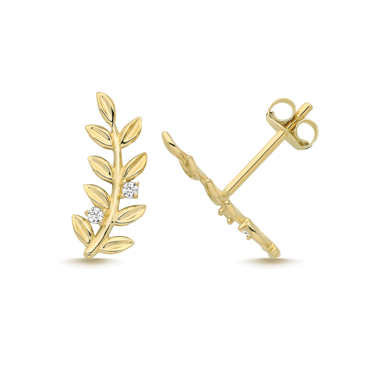 9ct Yellow Gold Branch Climber Studs - ES2092