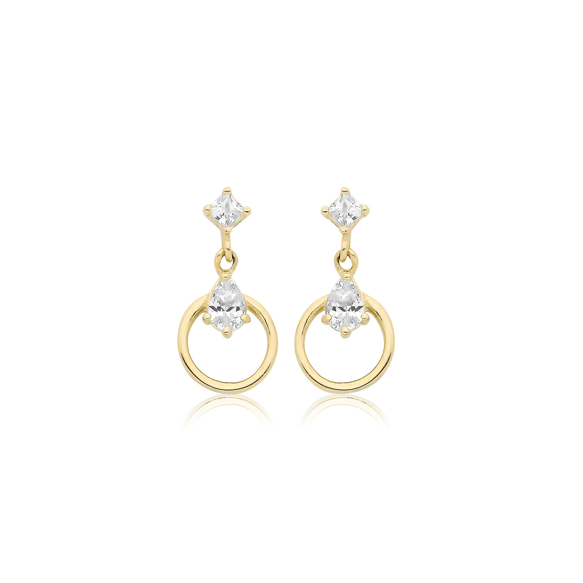 9ct Yellow Gold CZ Drop Earrings - ES2093
