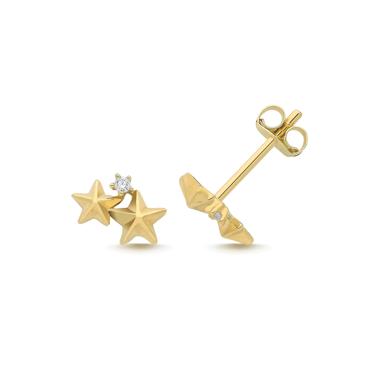 9ct Yellow Gold CZ Star Cluster Studs - ES2096