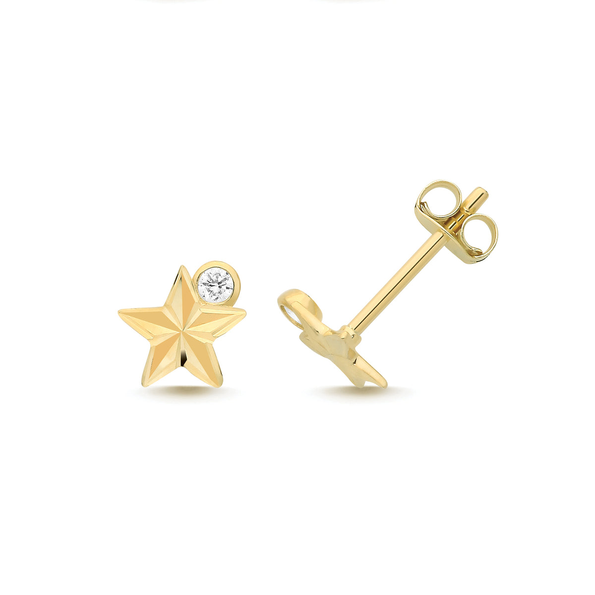 9ct Yellow Gold CZ Star Studs - ES2099