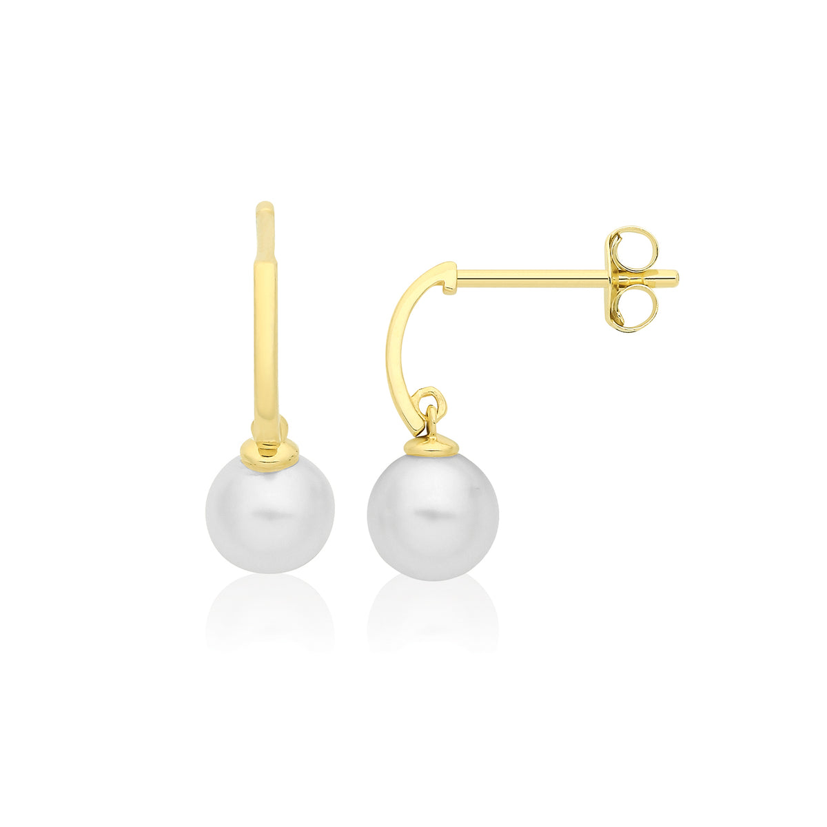 9ct Yellow Gold Freshwater Pearl Half-Hoop Earrings - ES2102