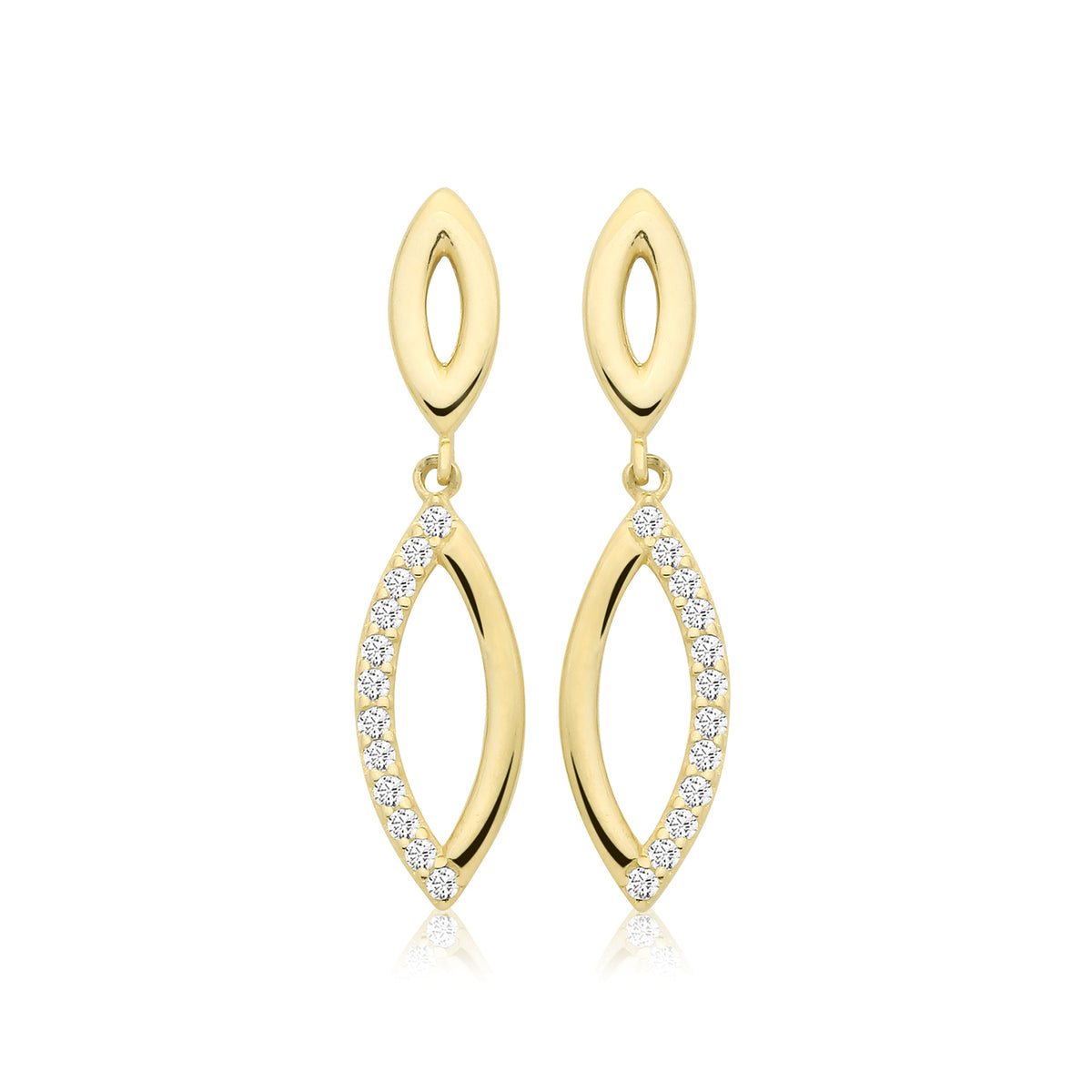 9ct Yellow Gold CZ Drop Earrings - ES2105