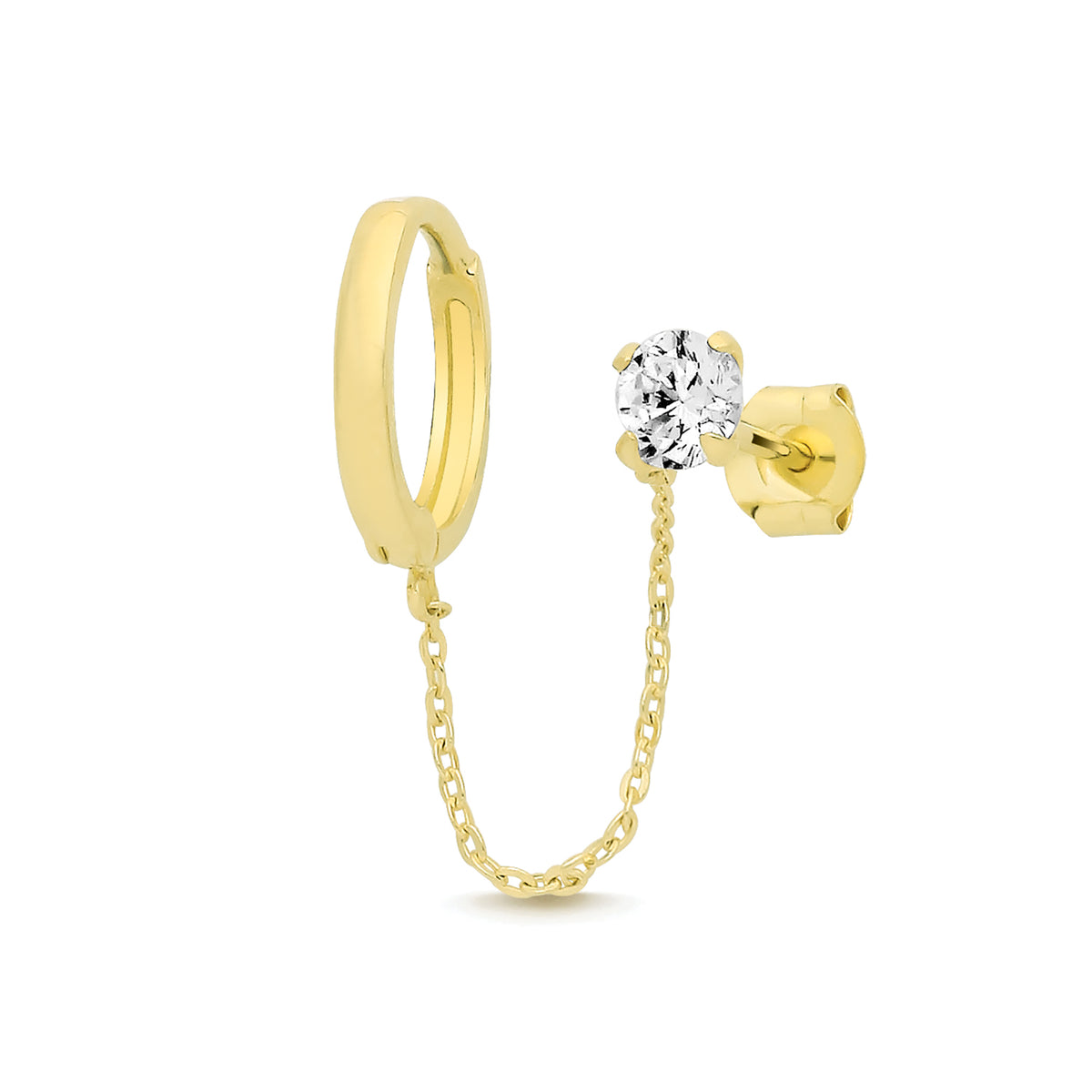 9ct Yellow Gold CZ Chain Single Huggy - ES2131