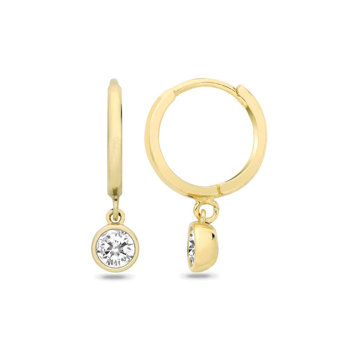 9ct Yellow Gold CZ Drop Huggies - ES2133