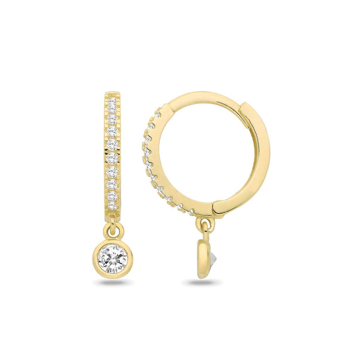 9ct Yellow Gold CZ Drop Huggies - ES2135