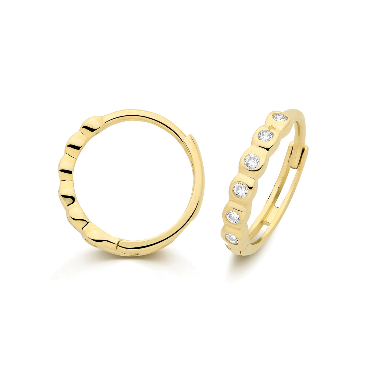 9ct Yellow Gold CZ Bubble Huggies - ES2136