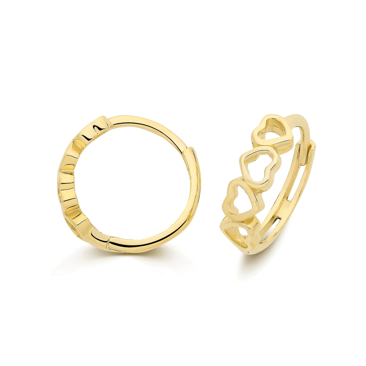 9ct Yellow Gold Heart Huggies - ES2137