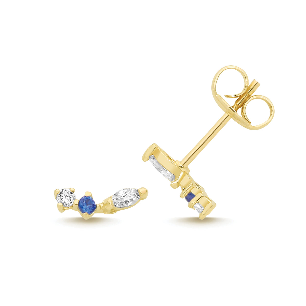 9ct Yellow Gold CZ Cluster Studs - ES2163