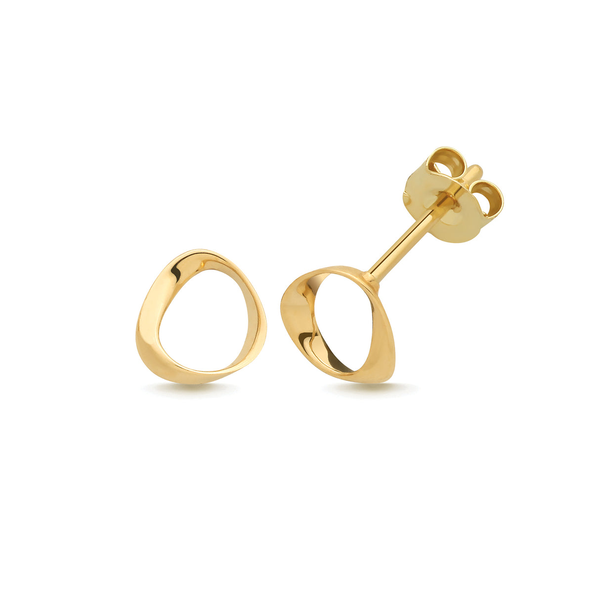9ct Yellow Gold Curved Mobius Stud - ES2174