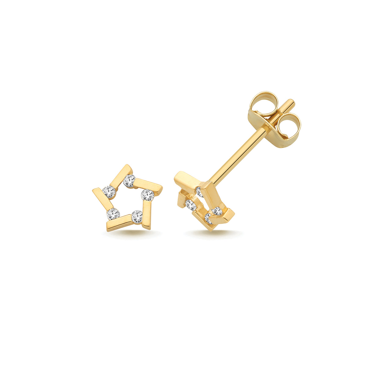 9ct Yellow Gold CZ Star Stud - ES2177