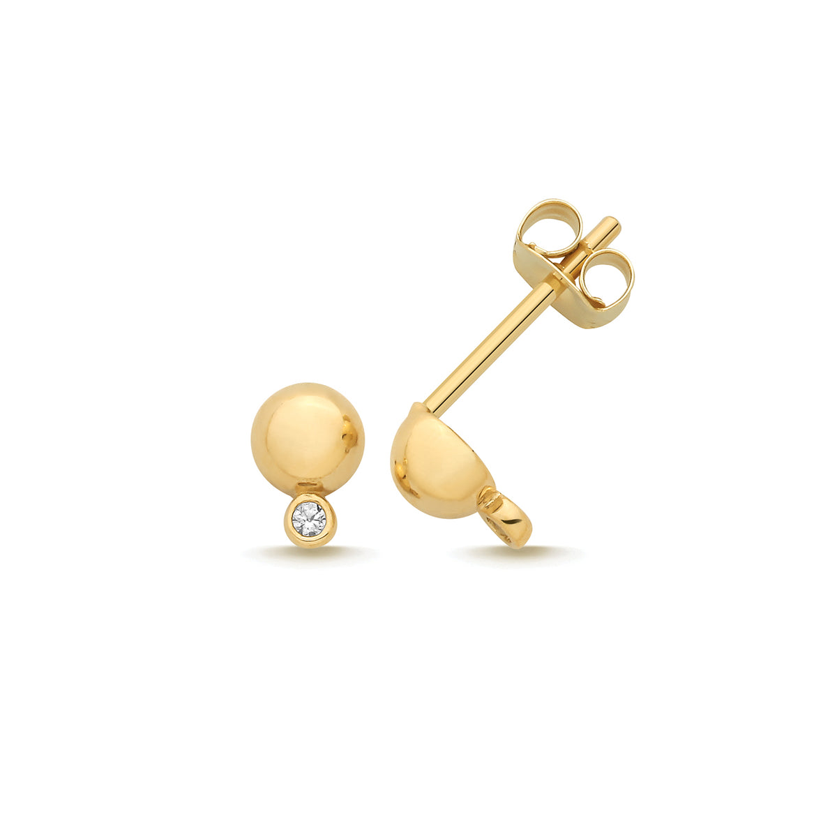 9ct Yellow Gold Dome Ball +CZ Stud - ES2181