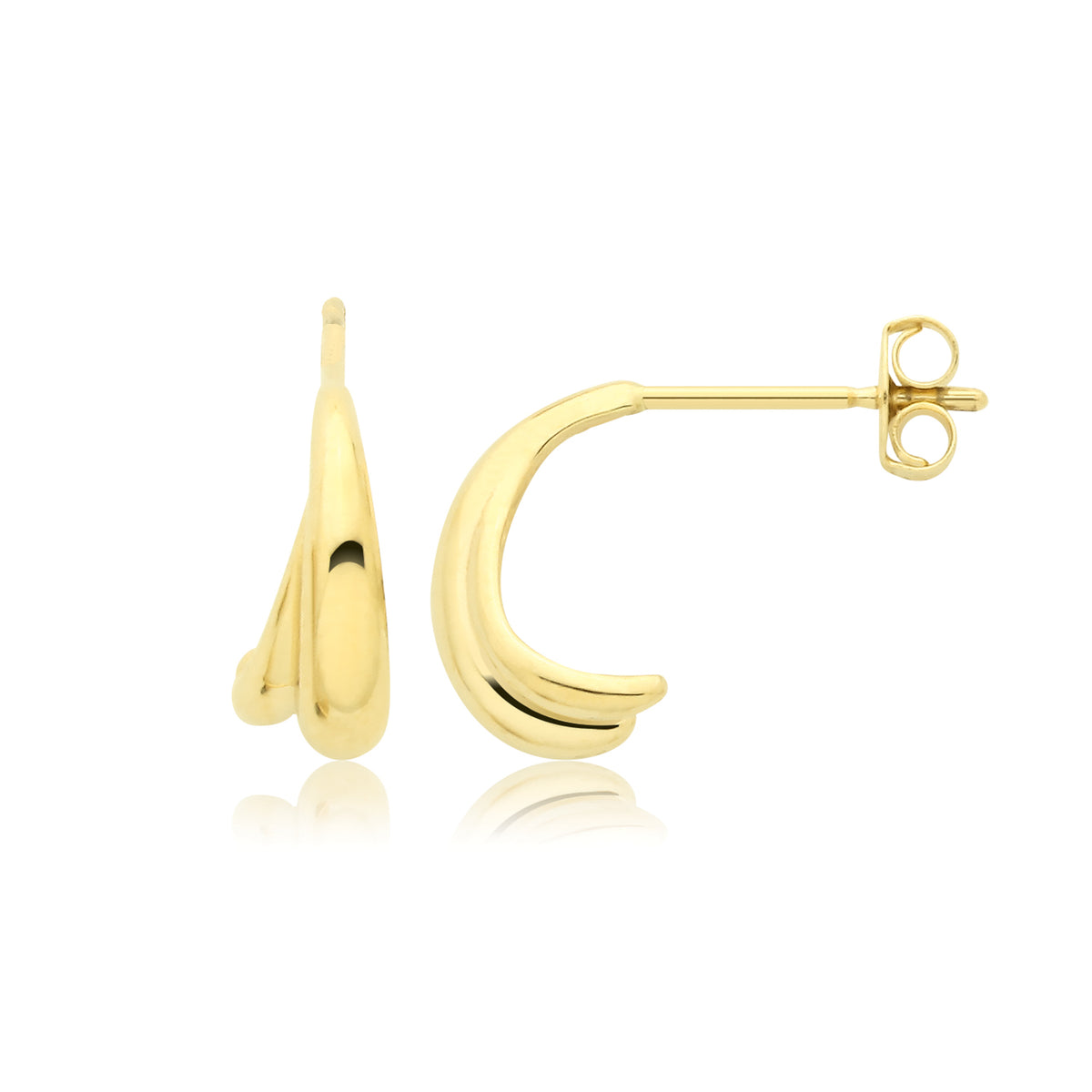 9ct Yellow Gold Double Row Huggie Stud - ES2185