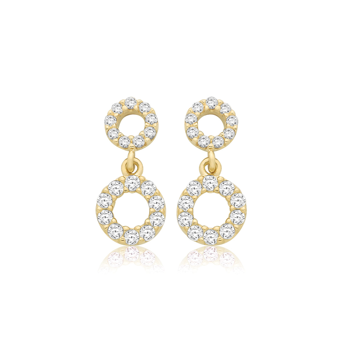 9ct Yellow Gold Double Circle Drop Earrings - ES2192