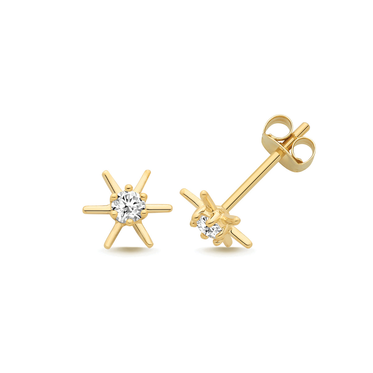 9ct Yellow Gold CZ Stud Earrings - ES2201
